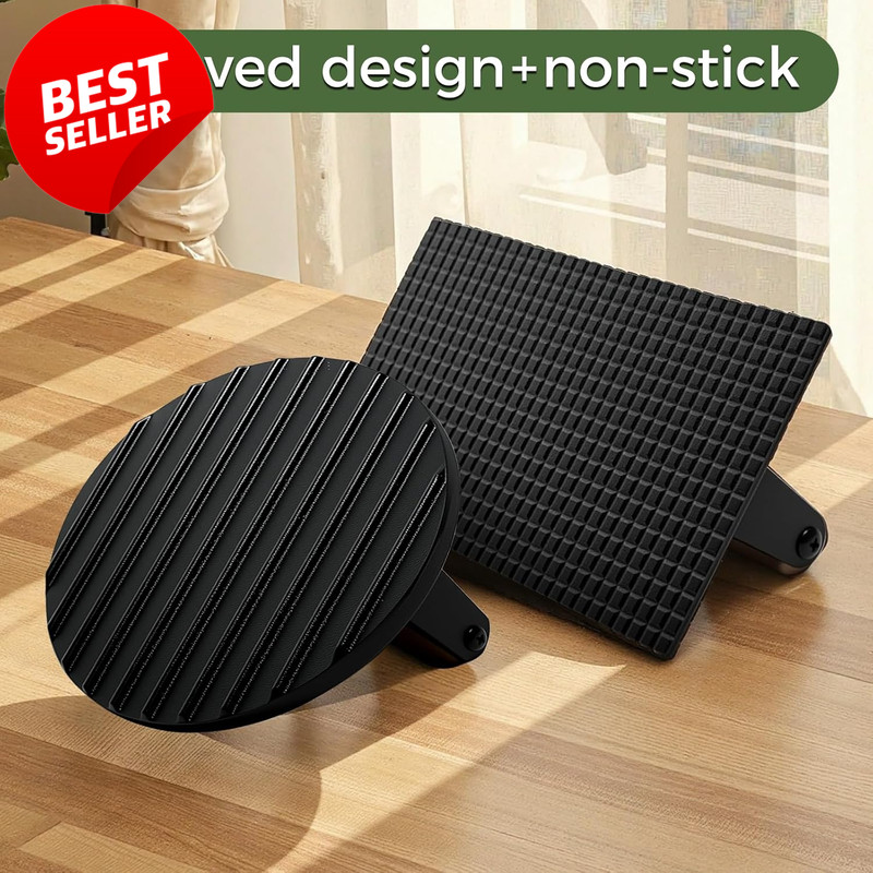 Cast Iron Burger Press Set 2PCS Round Rectangle Grill Bacon Meat Tool - US gallery