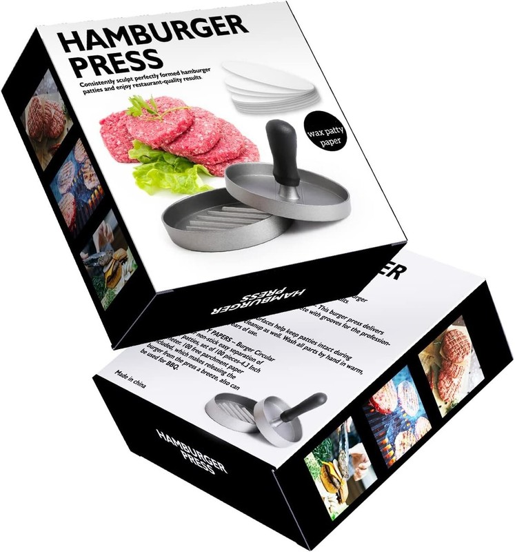 Burger Press with 150 Patty Papers, Non-Stick Hamburger Patty Maker with Wax Pap gallery