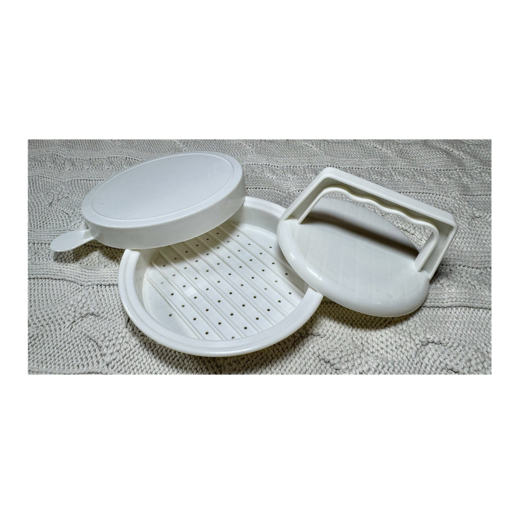 White Plastic Single Non-Stick Burger Press, Large 6 Inch