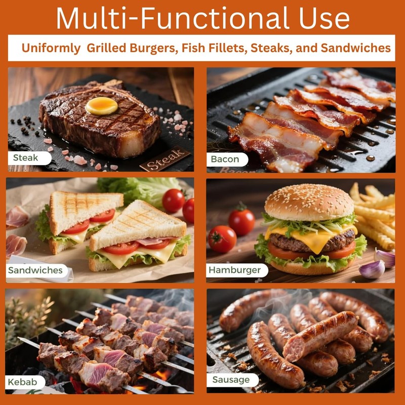 Cast Iron Burger Press 2.21lb Heavy Duty Griddle Smasher Wood Handle Kit gallery