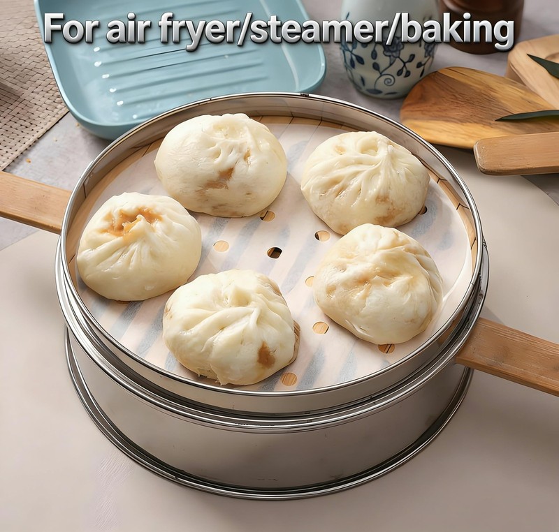 100pcs 10" Anti-Stick Steamer Paper, Round Air Fryer Parchment 10-Inch, White gallery