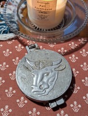 Taiwan Vintage Farm Decor, Metal Hamburger Patty Press, Cow, Steer, Embossed