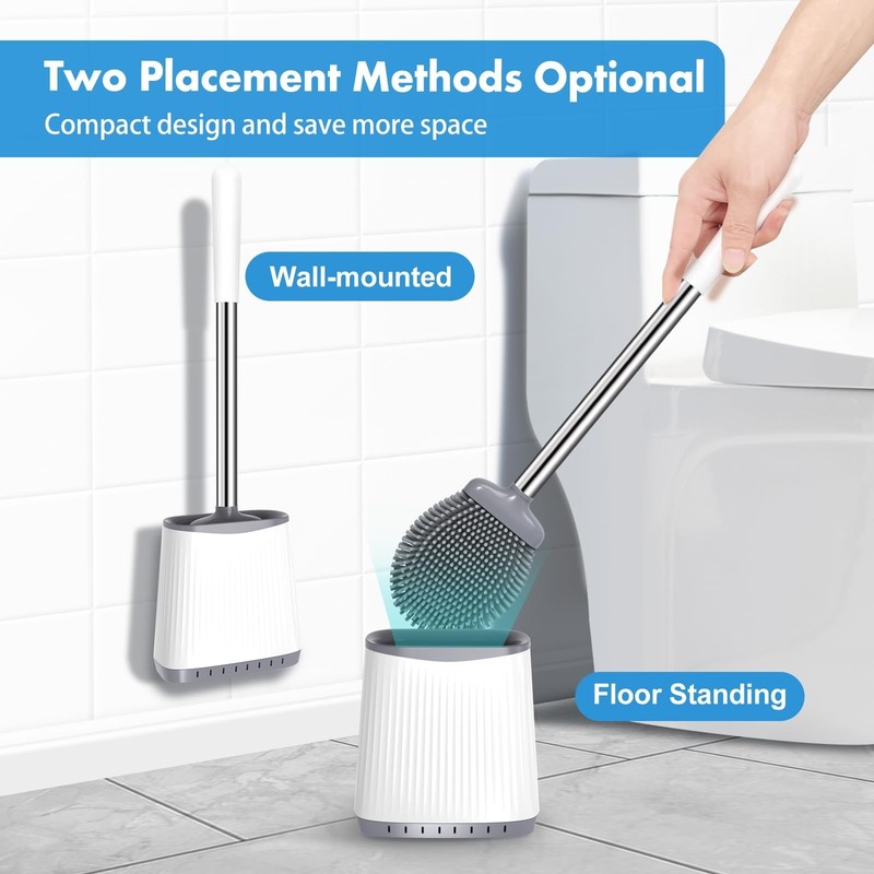 Toilet Brush, Silicone Toilet Brush and Holder Set, Flexible Toilet Bowl Brus... gallery