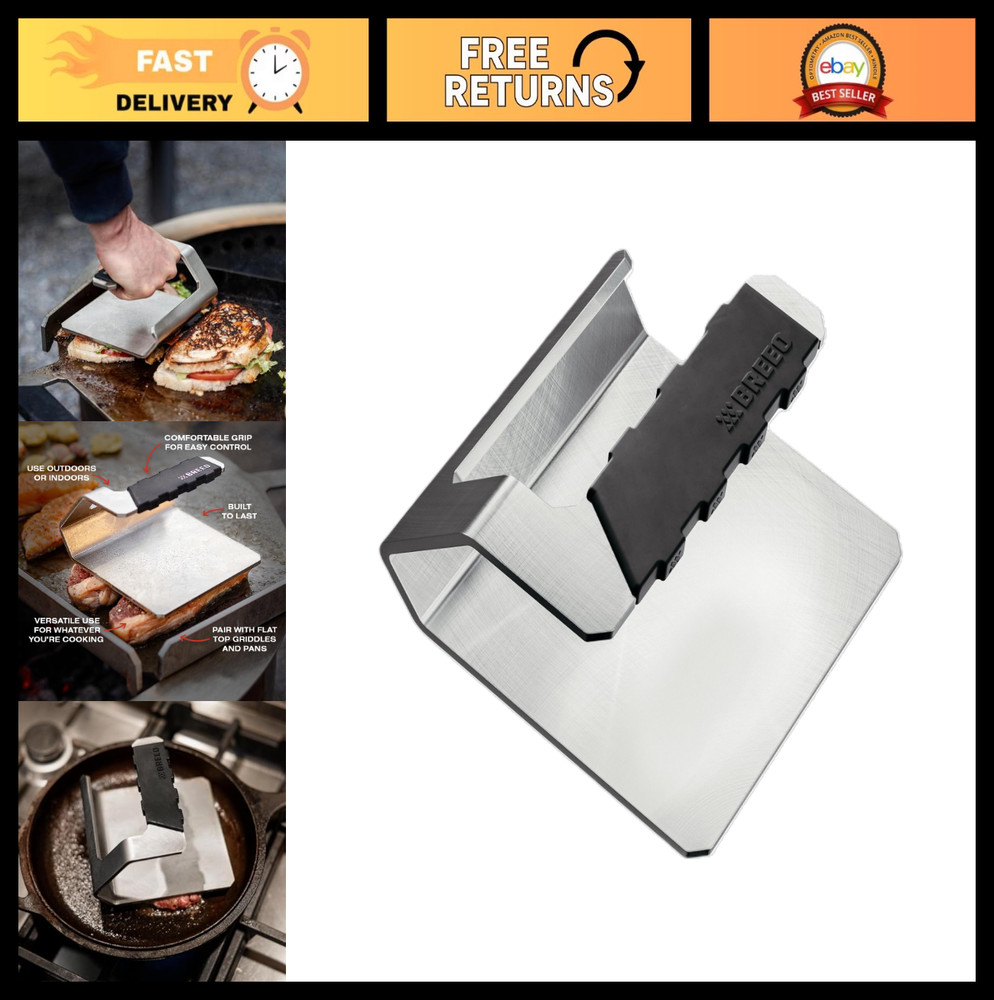 Heavy-Duty Stainless Steel Griddle Press - 2.6 lbs for Smash Burgers, Steak & Sa