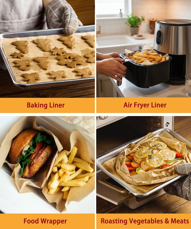 200 Pcs Parchment Paper Baking Sheets, 12x16.5 Inches 12" x 16.5", Brown gallery