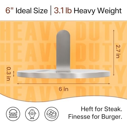 6 Inch Heavy Duty Stainless Steel Burger Press for Griddle, BBQ & Kitchen gallery