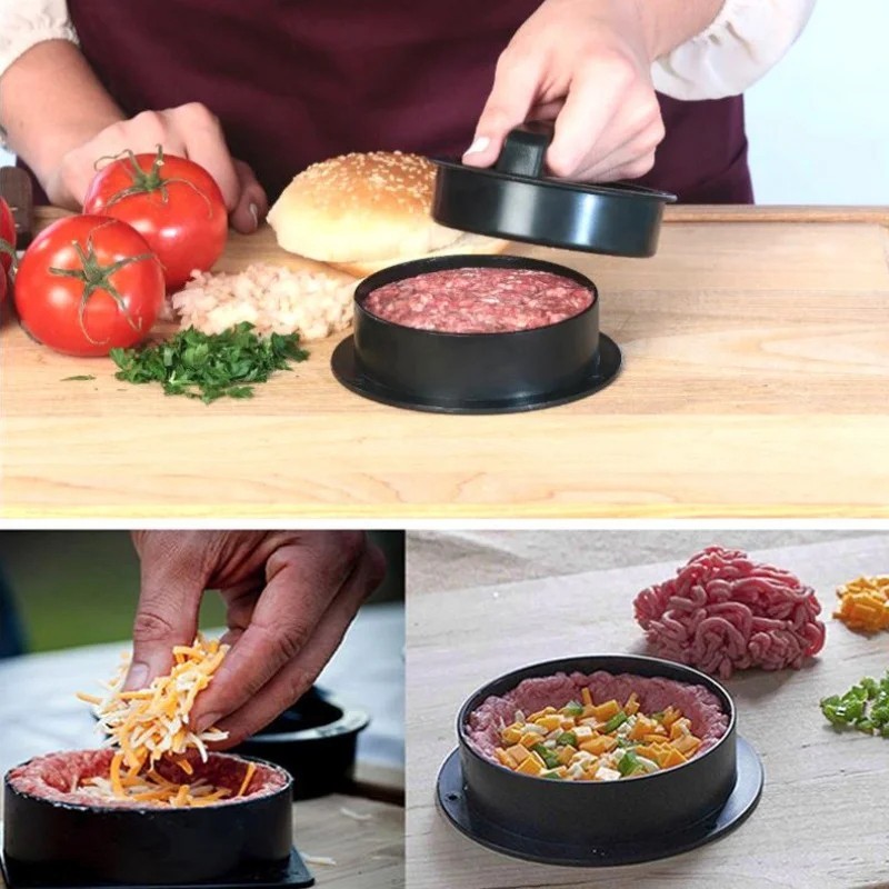 Non-Stick Hamburger Press Patty Maker Mold BBQ Burger Tool Black gallery