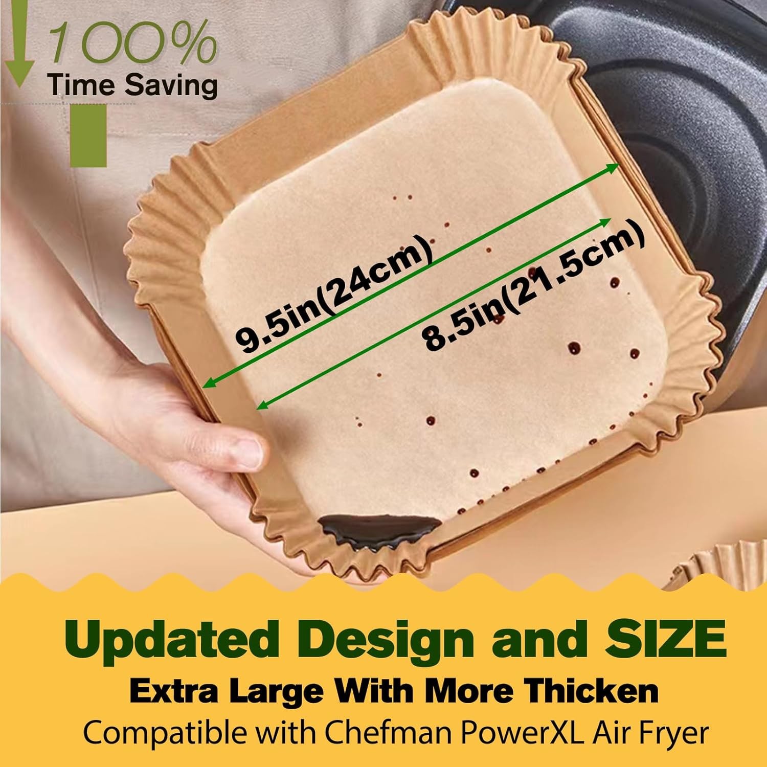Air Fryer Liners Disposable for CHEFMAN 9.5''Square, Natural gallery