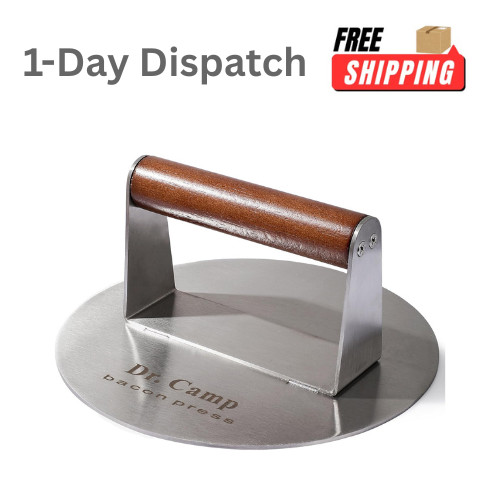 Dr Camp 7 Inch Stainless Steel Smash Burger Press with Wood Handle Heavy Duty gallery