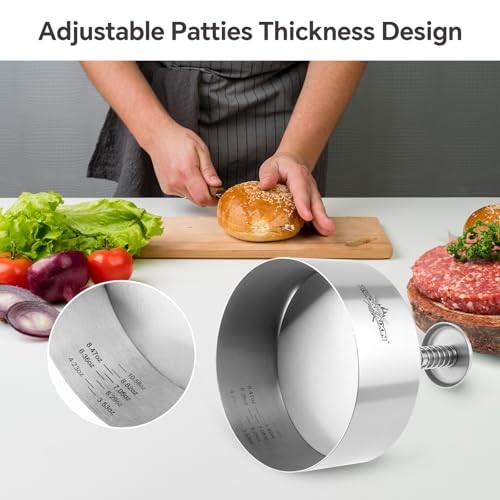 Hamburger press patty maker,304 Stainless Steel Burger Press, Non-Stick 4.5" gallery