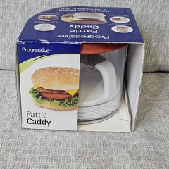 New In Packaging Progressive Pattie Caddy, Hamburger Maker & Store Hamburger