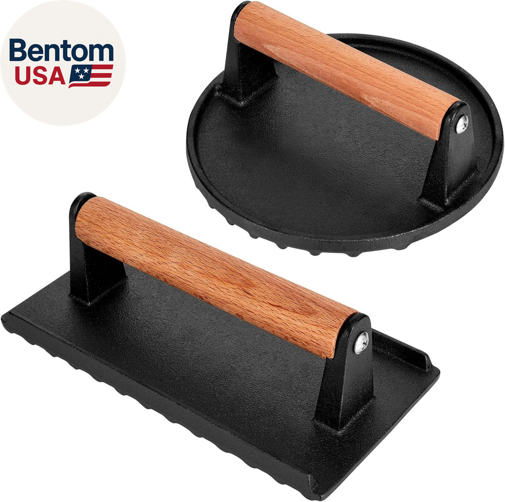 Blackstone Burger Press Set - 7" round Smash Burger Press & 8"X4" Rectangle Cast