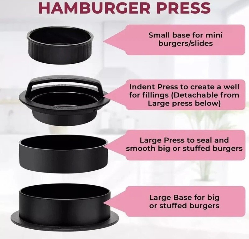 Burger Press Patty Maker Stuffed Hamburger Mold Kit 50 Papers Clips New gallery