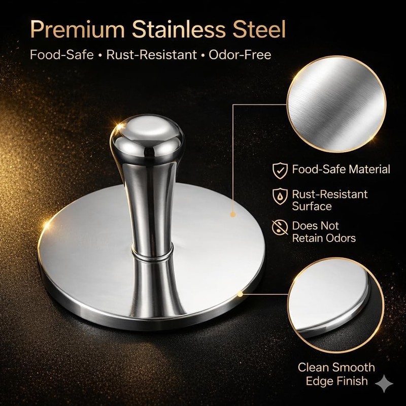 Premium Stainless Steel Smash Burger Press, Heavy Duty Burger Smasher with Er... gallery