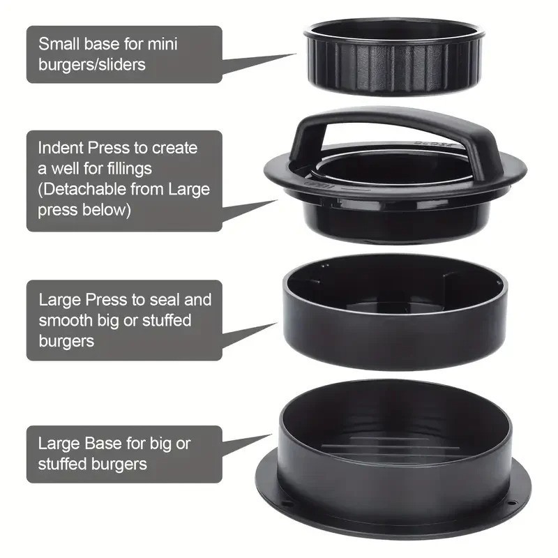 3 in 1 Burger Press Patty Maker Hamburger Mold for Beef Chicken Meat Kitchen Too gallery