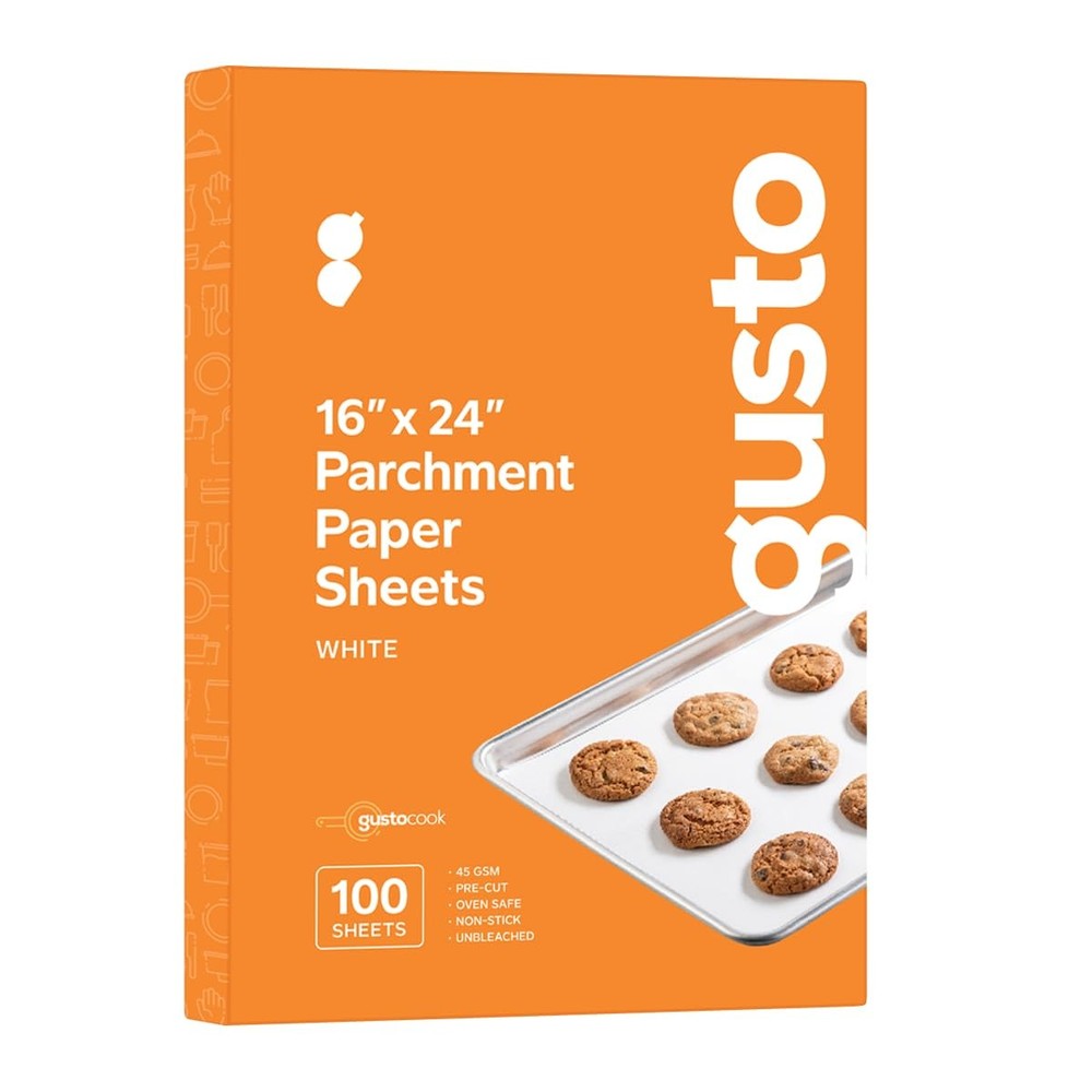 GUSTO [16 x 24 Inch - 100 Count] Pre-Cut Parchment 16 x 24 in (Sheet), White