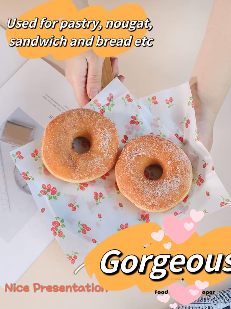 Suiwen 150pcs Summer Strawberry Wax Paper, Food Picnic 25*22, gallery