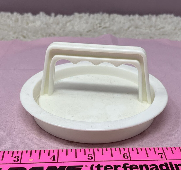 Vintage Collectible 2 Piece Tupperware Set White Hamburger Press W Handle