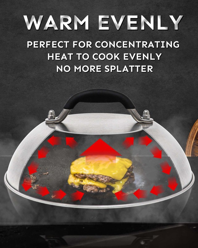 HULISEN PreSeasoned Cast Iron Burger Press & 9 Inch Cheese Melting Dome, 2.3l... gallery