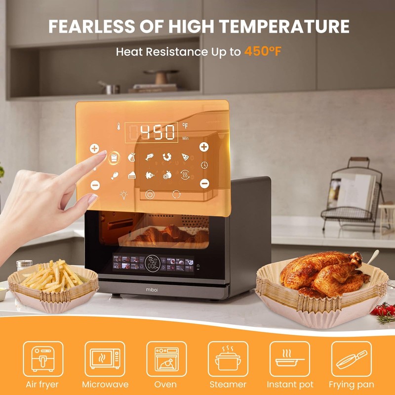 Air Fryer Paper Liners: 100 Pcs Disposable 7.9 inch, wood pulp gallery