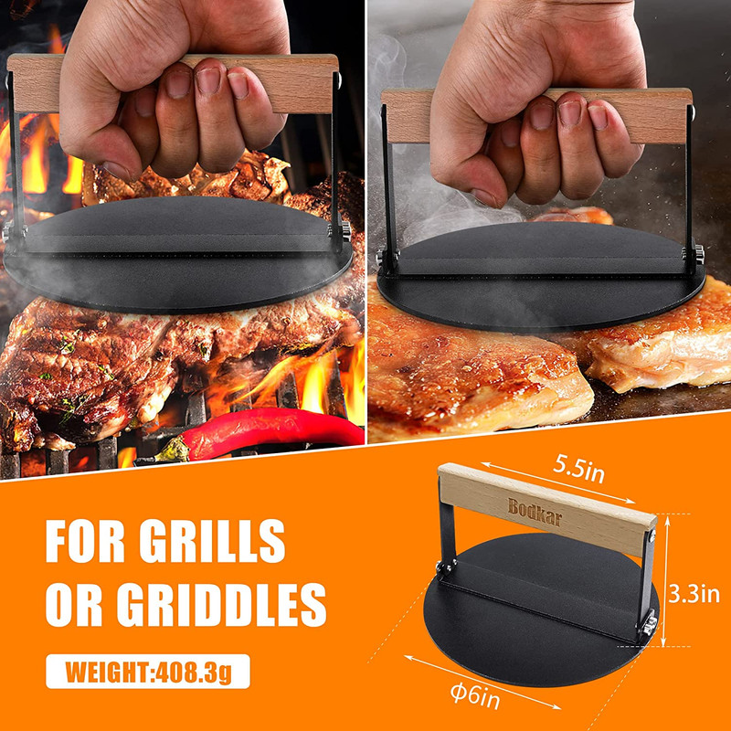 Bodkar Smash Burger Press 6 Inch round Burger Smasher Grill Press for Griddle B gallery
