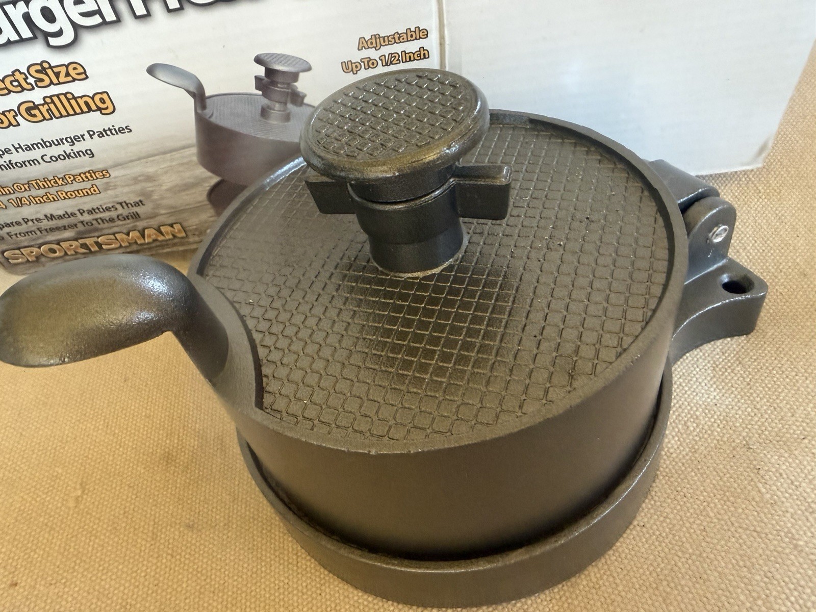 Sportsman Adjustable Aluminum Hamburger Press 4 1/4 in Dishwasher Safe MHPRESSA gallery