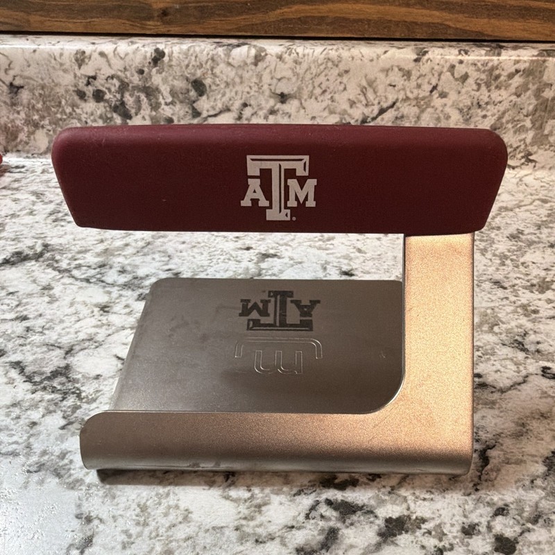 Texas A&M University Grill Press Large 5.5” Non-Stick Maroon Handle Silver Metal gallery