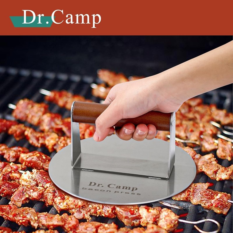 Dr.Camp 7 Inch Stainless Steel Smash Burger Press Burger Smasher Bacon Press gallery