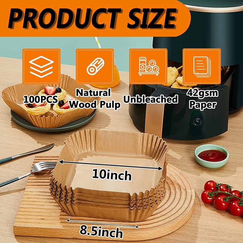 Air Fryer Liners Disposable, Large Airfryer 10 Inch Square, 10 gallery