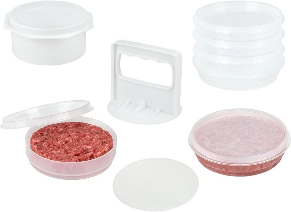 Hamburger Press Patty Maker 4 in1 Burger Mold Patty Press 6 Storage Containers