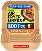 Air Fryer Liners Disposable 8" Square, 500 Pcs Unbleached 8"Square, Natural gallery