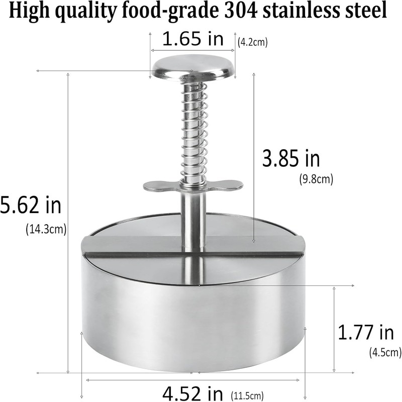 Burger Press Adjustable Hamburger Patty Maker Food Grade 304 Stainless Steel gallery
