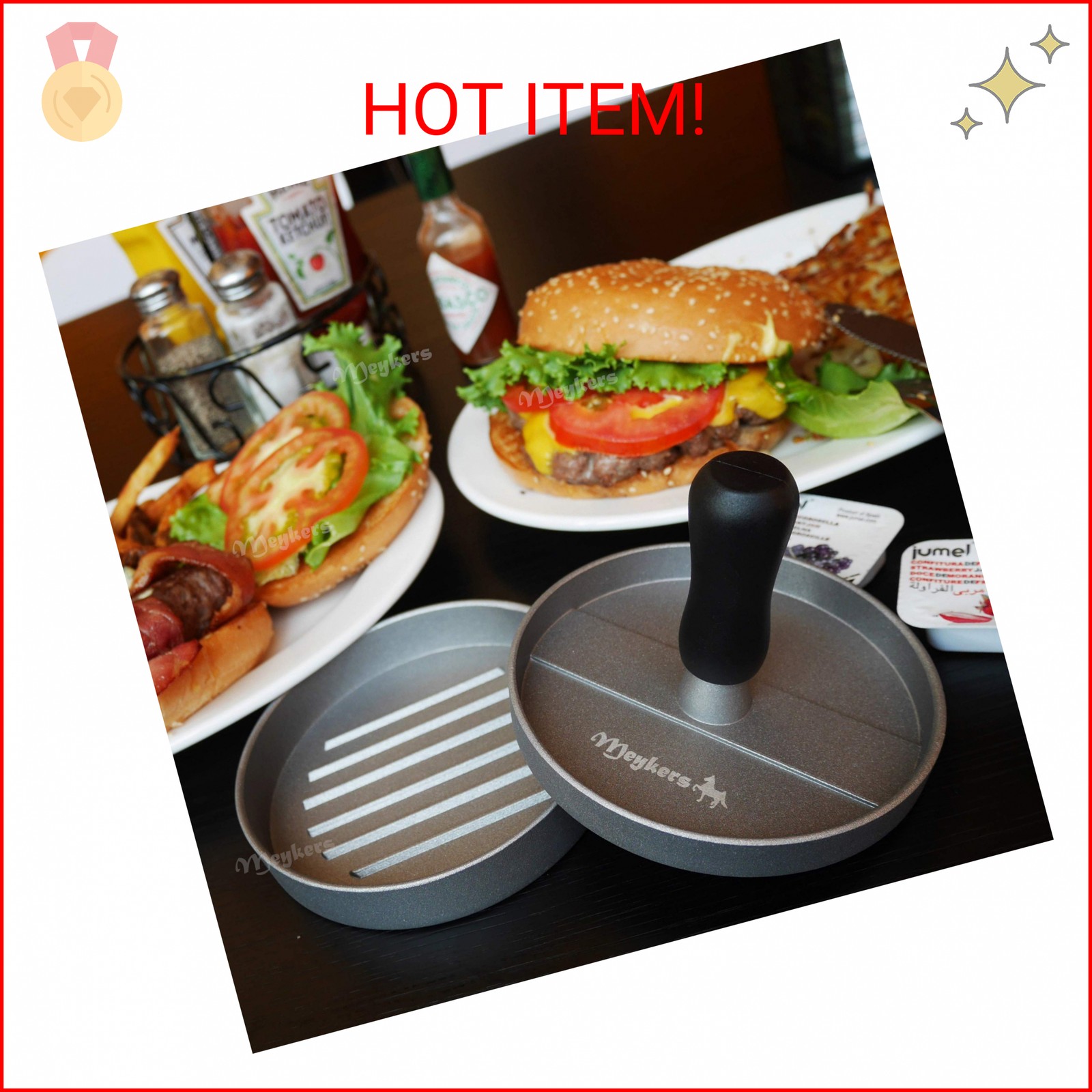 Meykers Burger Press 100 Patty Papers Set | Non-Stick Hamburger Press Patty Make gallery