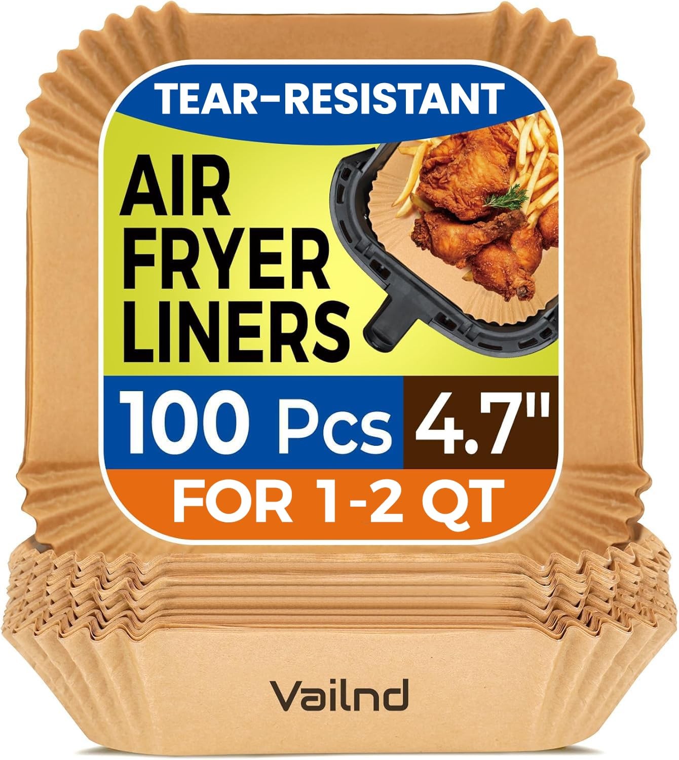 Small Air Fryer Liners Disposable, 2 QT Parchment 4.7 inch Square, Natural gallery