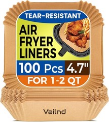 Small Air Fryer Liners Disposable, 2 QT Parchment 4.7 inch Square, Natural