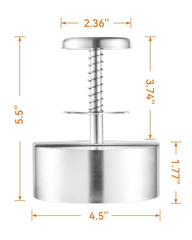 Brigii 304 Stainless Steel Burger Press - 4.5" Hamburger Patty Maker, Heavy Duty gallery