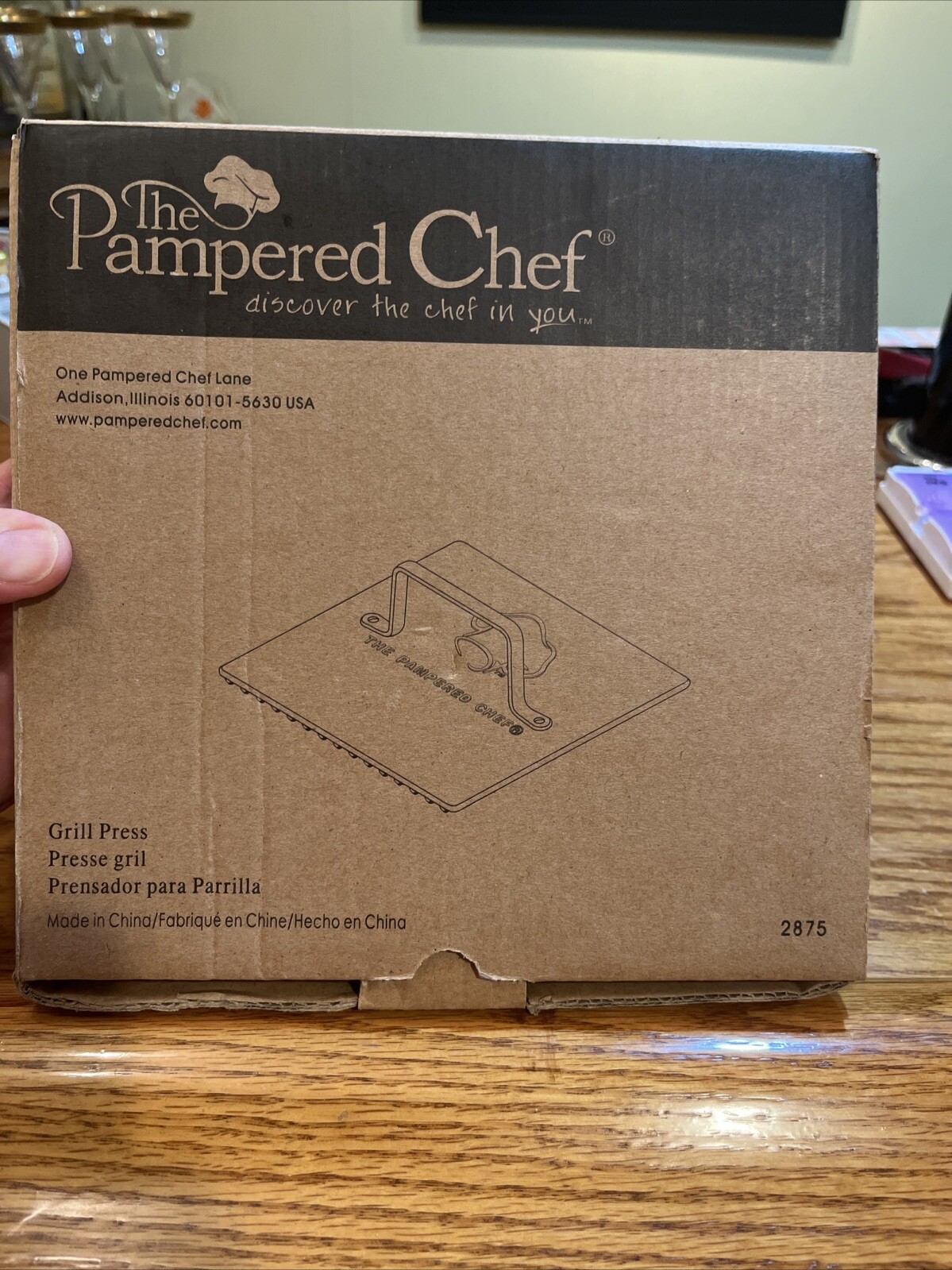 The Pampered Chef Enamel Coated Cast-Iron Grill Press / 8.5 in / 5 lbs/ #2875 gallery