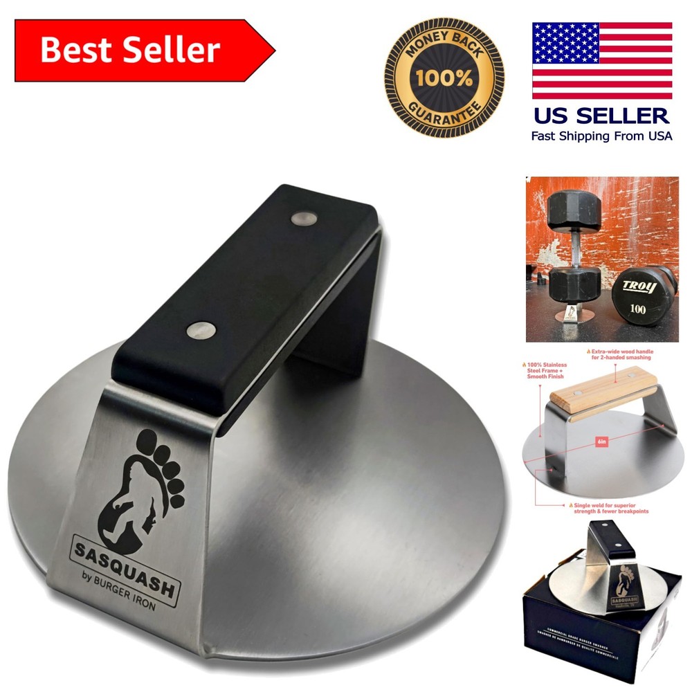 Professional 6-Inch Sasquash Burger Press with Flat Handle for Perfect Patties