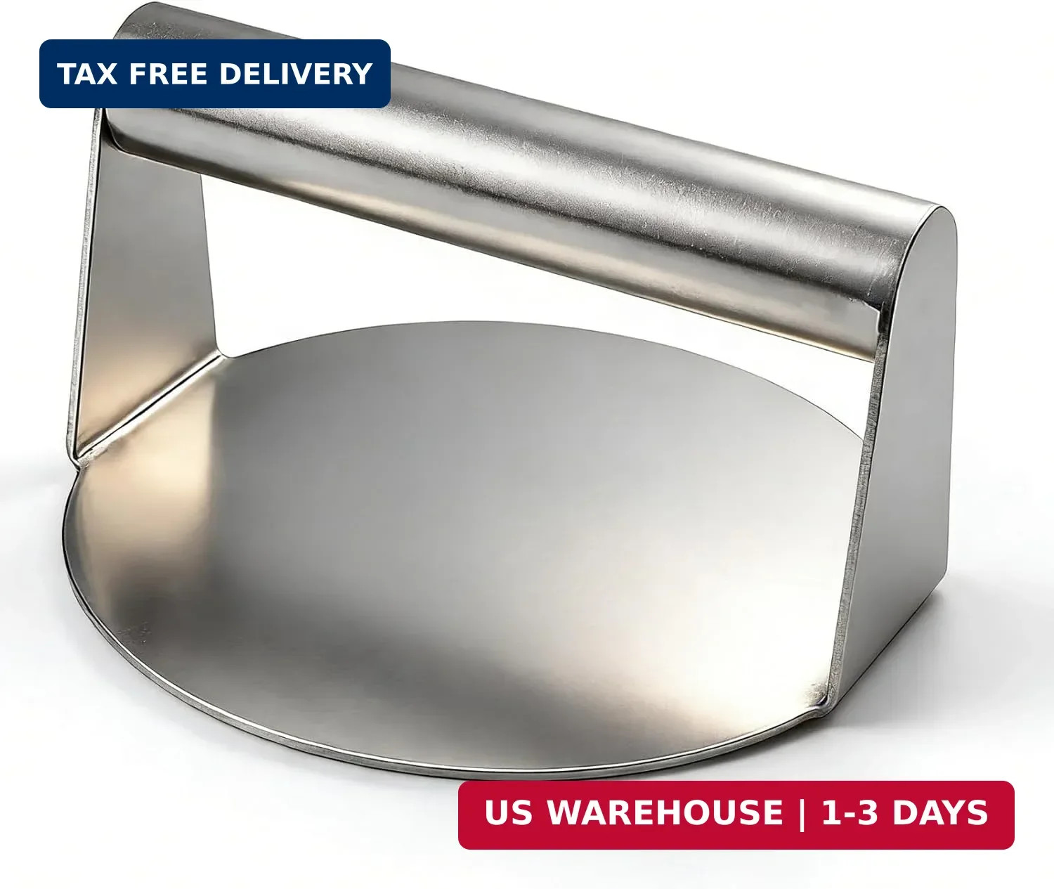 Burger Press Stainless Steel - 4.3 Inch Round Smash Burger Press with Smooth Fla gallery