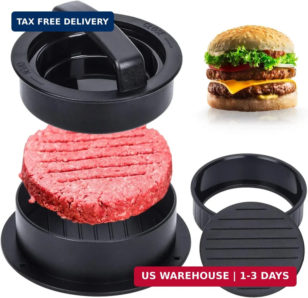 Burger Press, Hamburger Press Patty Maker With 100Pcs Hamburger Patty Paper, 3 i