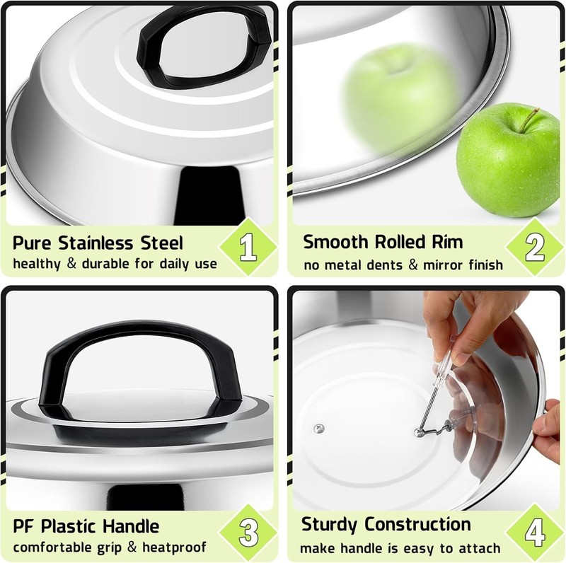 Cheese Melting Dome Set of 2 - 12 Inch Stainless Steel BBQ Grilling Accessory gallery