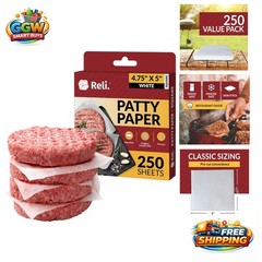 250 Pack 4.75″ x 5″ Hamburger Patty Paper – Non-Stick Wax Sheets for Meats