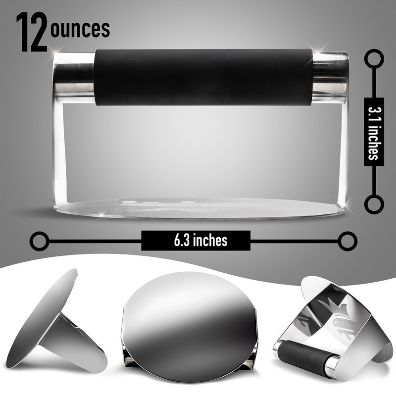 SMASHER KING™ - Mirror Polished Stainless Steel Smash Burger Press - Hambu gallery