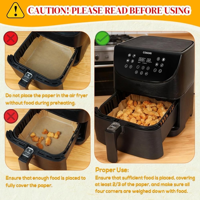 BYKITCHEN Air Fryer Sheets Liners for 9inch (5 to 8 QT)-100pcs-square, Black gallery