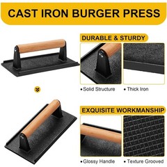 Heavy Duty Smash Burger Press with Wood Handle