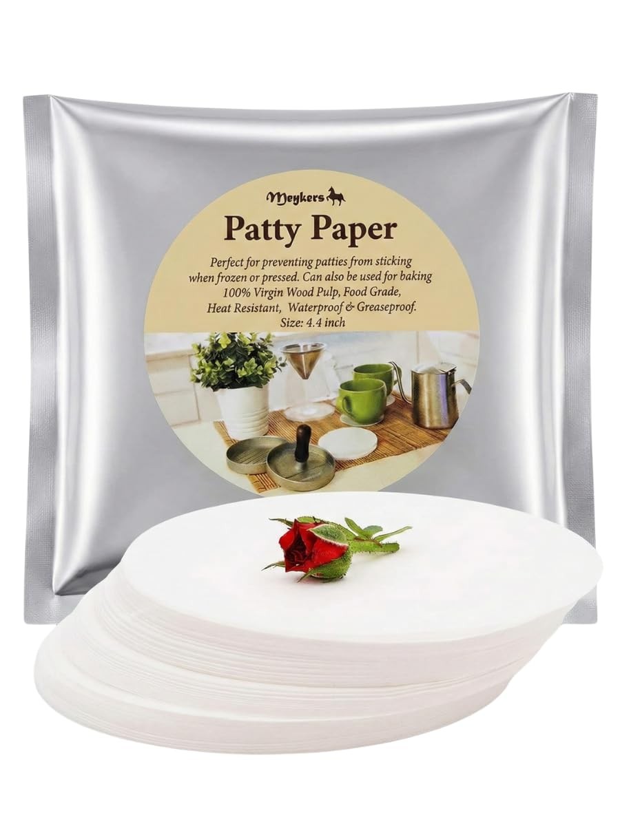 Meykers Patty Paper Sheets for 4/4.5 Inch Burger Press | 500 pcs Round | Hamburg gallery