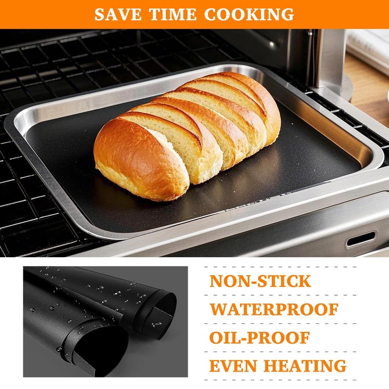 5 PCS Teflon Mats Oven Liner for Emeril Lagasse 26 QT French Large, Black gallery