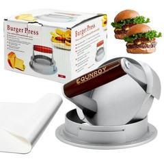 EQUNROY Hamburger Press Patty Maker, 3-in-1 Adjustable Burger Shaper silver