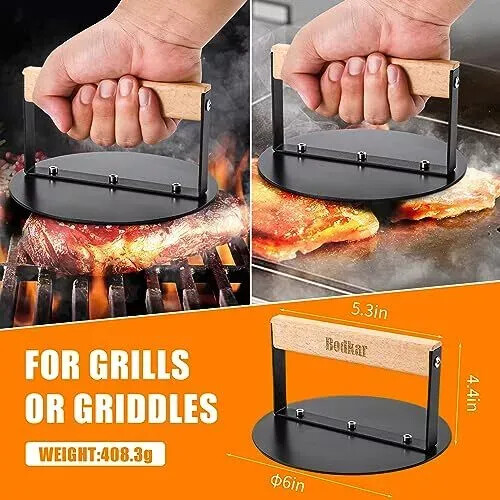 Burger Press 6 inch, Round Burger Smasher Grill Press for Griddle Bacon gallery