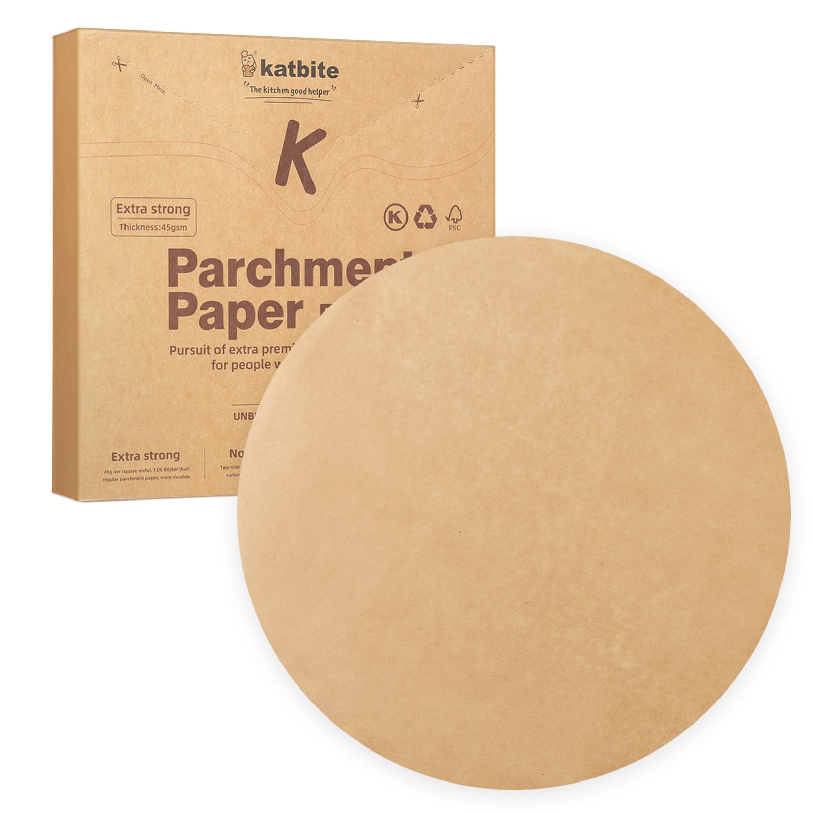 Katbite 200Pcs 9 Inch Parchment Paper Rounds, Unbleached 9inch-200-Unbleached gallery